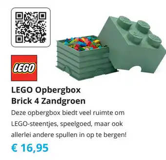 Tom LEGO Opbergbox Brick 4 Zandgroen aanbieding