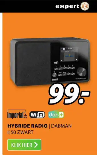 Expert Imperial Hybride Radio | Dabman I150 Zwart aanbieding