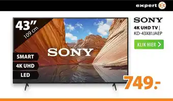 Expert Sony 4K Uhd Tv | Kd-43X81JAEP aanbieding