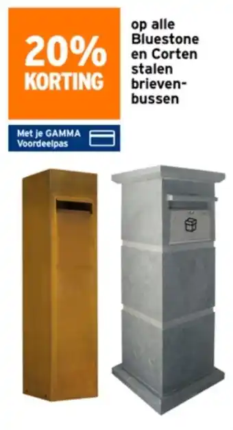 GAMMA op alle Bluestone en Cortenstaal brievenbussen aanbieding
