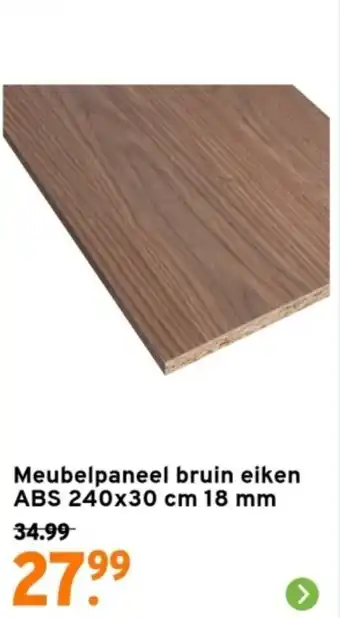 GAMMA Meubelpaneel bruin eiken ABS 240x30 cm 18 mm aanbieding