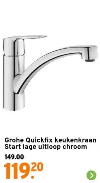 GAMMA Grohe Quickfix keukenkraan Start lage uitloop chroom aanbieding