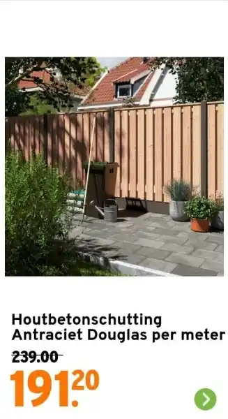 GAMMA Houtbetonschutting Antraciet Douglas per meter aanbieding