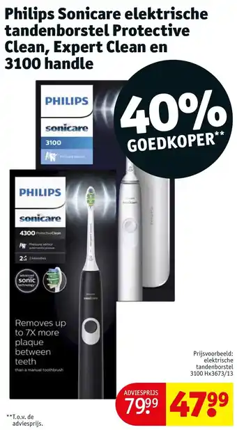 Kruidvat Philips Sonicare elektrische tandenborstel Protective Clean, Expert Clean en 3100 handle aanbieding