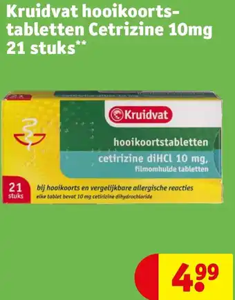 Kruidvat Hooikoortstabletten Cetirizine 10 mg 21 stuks aanbieding