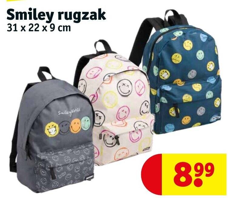 Smiley rugzak aanbieding bij Kruidvat