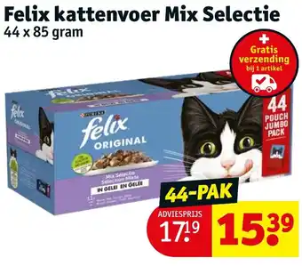 Kruidvat Felix kattenvoer Mix Selectie 44 x 85 gram aanbieding