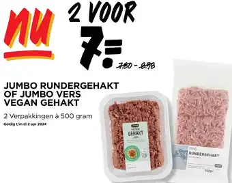 Jumbo RUNDERGEHAKT OF VERS VEGAN GEHAKT 500g aanbieding