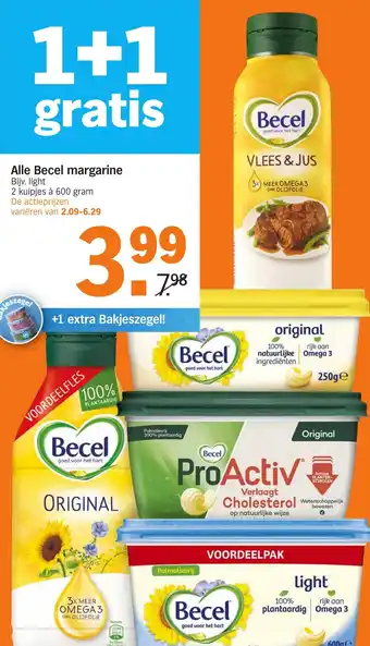 Albert Heijn Alle Becel margarine 600g aanbieding