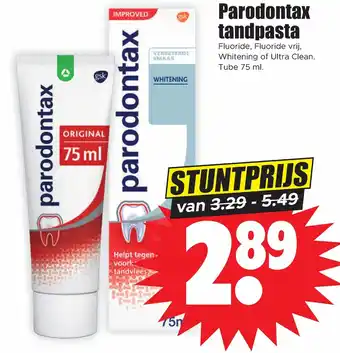 Dirk Parodontax tandpasta 75 ml aanbieding