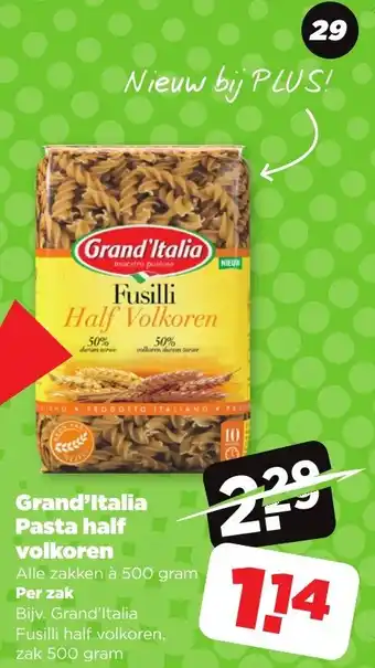 PLUS Grand'Italia Pasta half volkoren 500g aanbieding