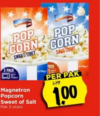 Vomar Voordeelmarkt Magnetron popcorn sweet of salt 3 stuks aanbieding