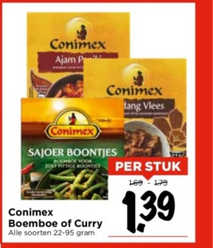 Conimex boemboe of curry 22-95 gram aanbieding bij Vomar Voordeelmarkt