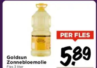 Vomar Voordeelmarkt Goldsun zonnebloemolie fles 3 liter aanbieding