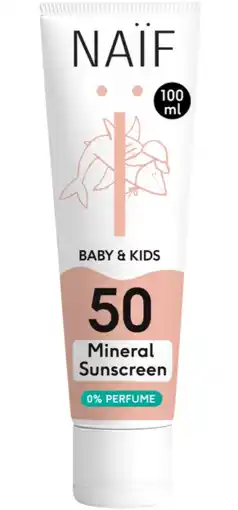 De Online Drogist Naif Care Baby&Kids Minerale Zonnecrème 0% perfume SPF50 aanbieding