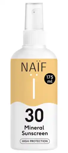 De Online Drogist Naif Minerale Zonnebrand Spray SPF50 aanbieding