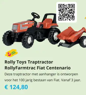 Tom Rolly Toys Traptractor RollyFarmtrac Fiat Centenario aanbieding