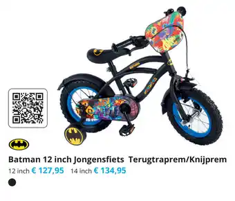 Tom Batman 12 inch Jongensfiets Terugtraprem/Knijprem aanbieding