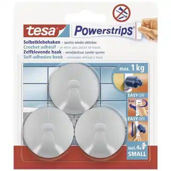 Conrad tesa POWERSTRIPS Zelfklevende haak Small Rond Chroom (mat) Inhoud: 3 stuk(s) aanbieding