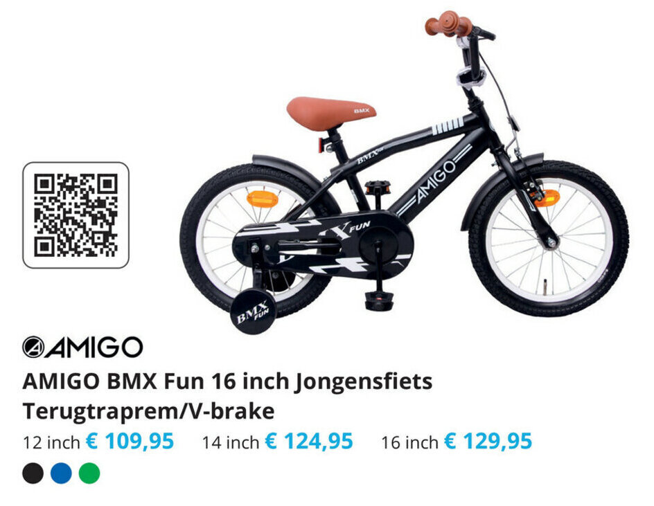 AMIGO BMX Fun 16 inch Jongensfiets Terugtrapem/V-brake aanbieding bij Tom