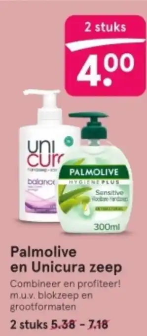 Etos Palmolive en Unicura zeep 2 stuks aanbieding