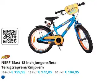 Tom NERF Blast 18 inch Jongensfiets Terugtrapem/Knijprem aanbieding