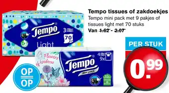 Hoogvliet Tempo tissues of zakdoekjes aanbieding