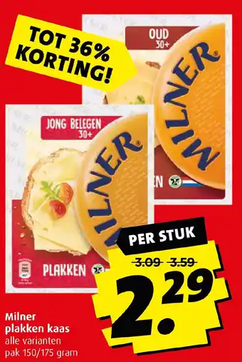 Boni Milner plakken kaas 150/175g aanbieding