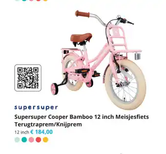 Tom Supersuper Cooper Bamboo 12 inch Meisjesfiets Terugtraprem/Knijprem aanbieding