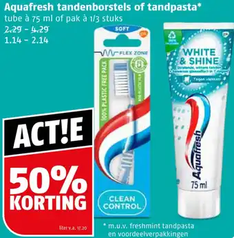 Poiesz Aquafresh tandenborstels of tandpasta 75 ml aanbieding