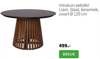 Intratuin Eettafel Liam. Staal, keramiek, zwart Ø 120 cm aanbieding