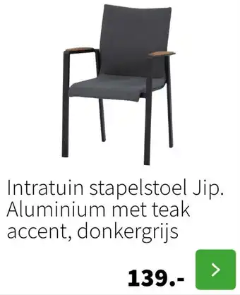 Intratuin Stapelstoel Jip. Aluminium met teak accent, donkergrijs aanbieding