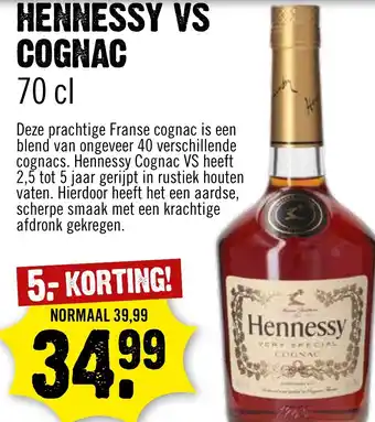 Dirck 3 HENNESSY VS COGNAC 70 cl aanbieding