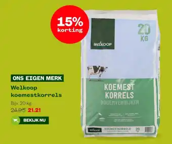 Welkoop Koemestkorrels 20kg aanbieding