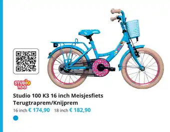 Tom Studio 100 K3 16 inch Meisjesfiets Terugtraprem/Knijprem aanbieding