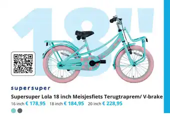 Tom Supersuper Lola 18 inch Meisjesfiets Terugtraprem/V-Brake aanbieding