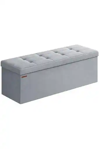 Amazon SONGMICS Opbergbank, fluwelen poef met deksel, met 2 dozen, afneembare scheidingswand, 38 x 110 x 38 cm, draagkracht 300 kg,  aanbieding