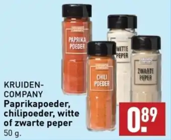 ALDI KRUIDENCOMPANY Paprikapoeder, chilipoeder, witte of zwarte peper 50g aanbieding