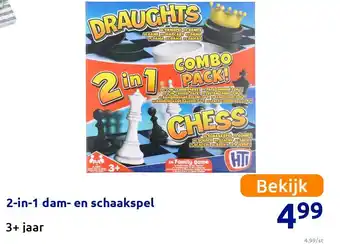 Action 2-in-1 dam- en schaakspel aanbieding