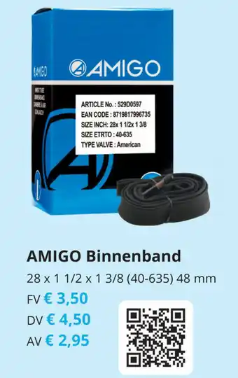 Tom AMIGO Binnenband 28 x 1 1/2 x 1 3/8 (40-635) 48 mm FV aanbieding