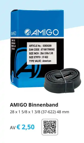 Tom AMIGO Binnenband 28 x 1 5/8 x 1 3/8 ( 37-622) 48 mm aanbieding