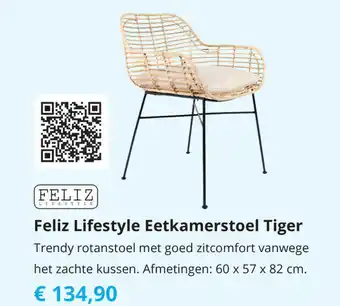 Tom Feliz Lifestyle Eetkamerstoel Tiger 60x57x82 cm aanbieding