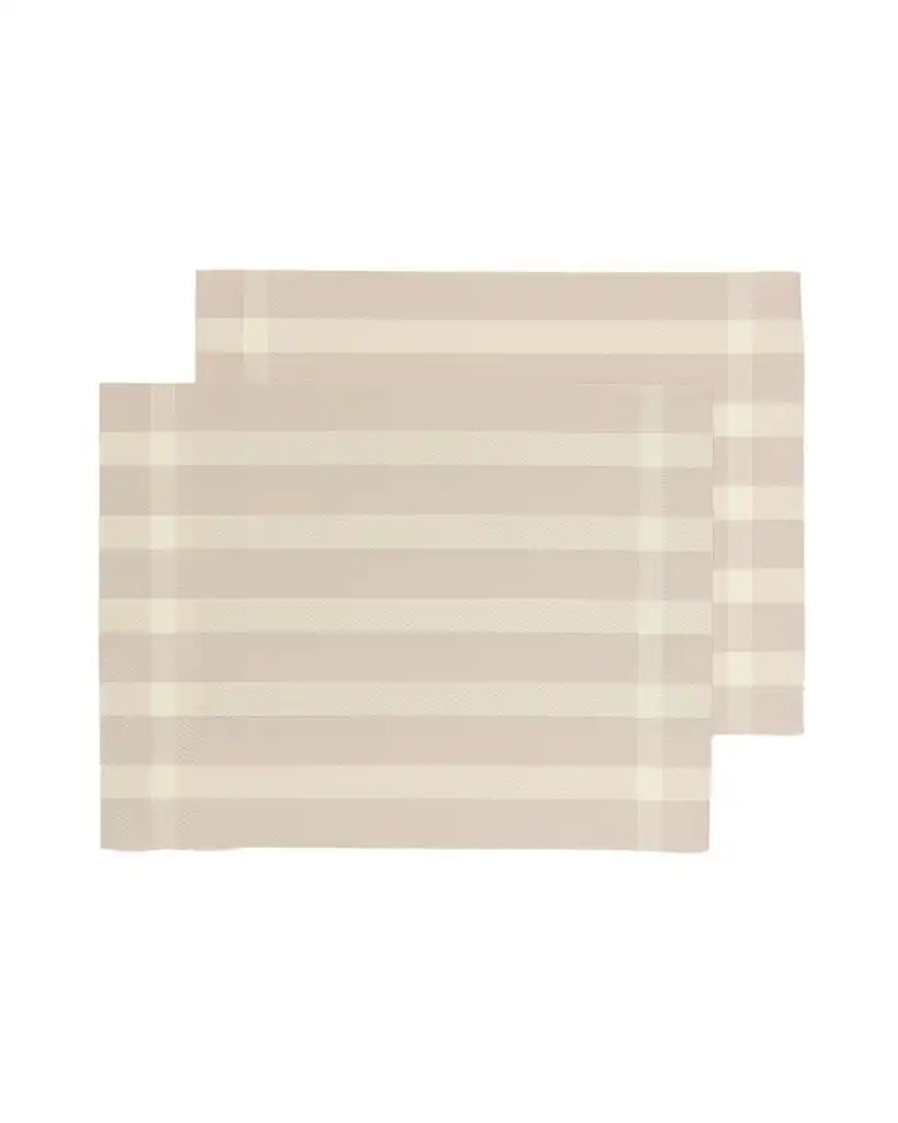 HEMA Placemats Geweven Plastic 35x45 Beige Met Strepen 2 Stuks (zand