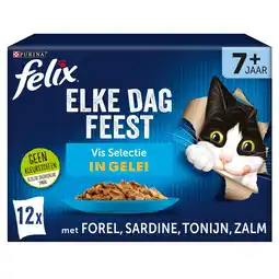 Pets Place Felix Multipack Elke Dag Feest Vis Selectie In Gelei 7+ Senior - Kattenvoer - Forel Sardines Tonijn 12x85 g aanbieding