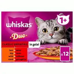 Pets Place Whiskas 1+ Classic Variaties In Gelei Maaltijdzakjes Multipack - Kattenvoer - 12x85 g aanbieding
