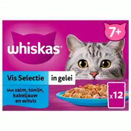 Pets Place Whiskas 7+ Selectie In Gelei Maaltijdzakjes Multipack - Kattenvoer - Vis 12x85 g aanbieding