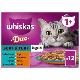 Pets Place Whiskas 1+ Surf & Turf In Gelei Maaltijdzakjes Multipack - Kattenvoer - 12x85 g aanbieding
