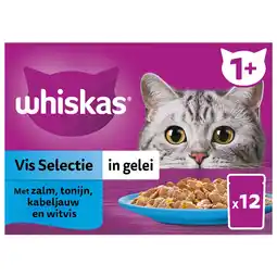Pets Place Whiskas 1+ Selectie In Gelei Maaltijdzakjes Multipack - Kattenvoer - Vis 12x85 g aanbieding