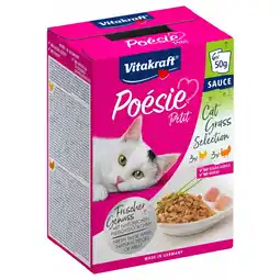 Pets Place Vitakraft Poésie Petit Cat Grass Selection - Kattensnack - Kip Kalkoen 6x50 g aanbieding