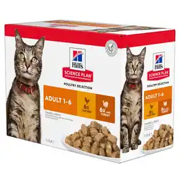 Pets Place Hill's Feline Maaltijdzakjes Adult Multipack - Kattenvoer - Kip Kalkoen 12x85 g aanbieding